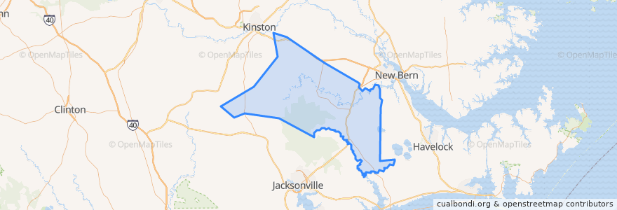 Mapa de ubicacion de Jones County.