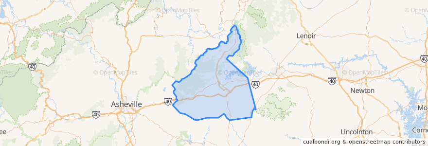 Mapa de ubicacion de McDowell County.