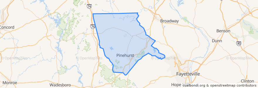 Mapa de ubicacion de Moore County.