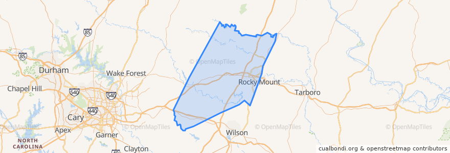 Mapa de ubicacion de Nash County.
