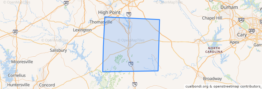 Mapa de ubicacion de Randolph County.