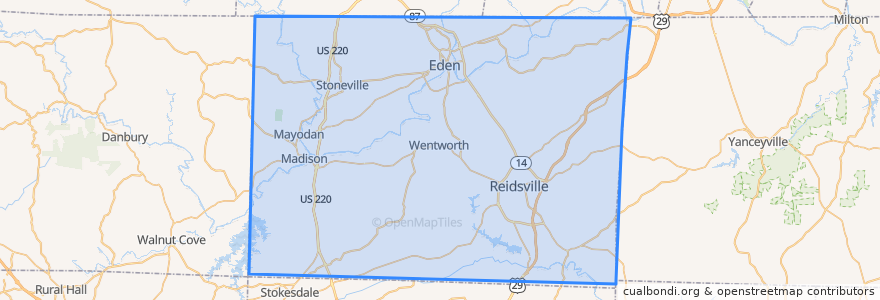 Mapa de ubicacion de Rockingham County.