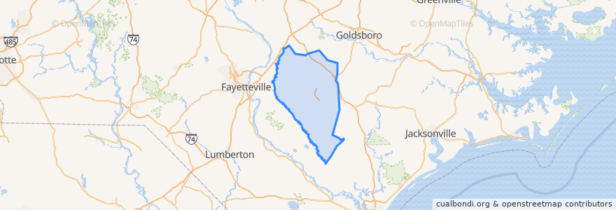 Mapa de ubicacion de Sampson County.