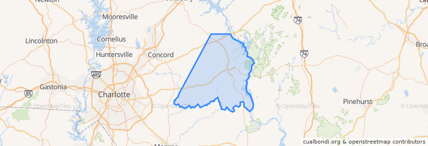 Mapa de ubicacion de Stanly County.