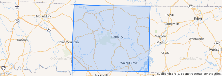Mapa de ubicacion de Stokes County.