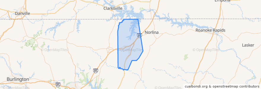Mapa de ubicacion de Vance County.