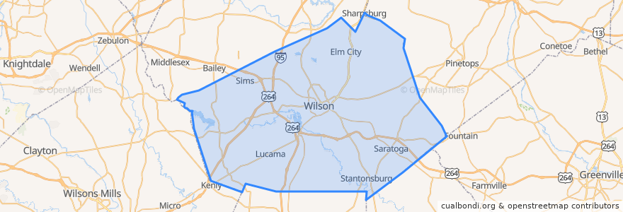 Mapa de ubicacion de Wilson County.