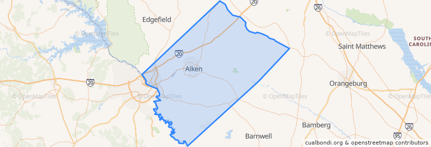 Mapa de ubicacion de Aiken County.