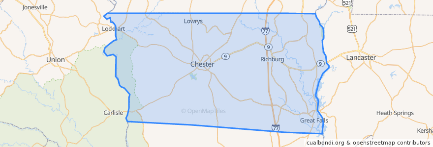 Mapa de ubicacion de Chester County.