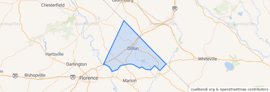 Mapa de ubicacion de Dillon County.