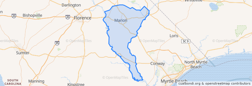 Mapa de ubicacion de Marion County.