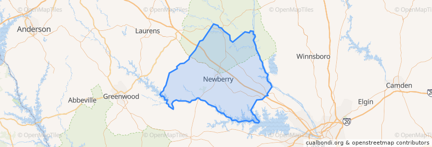 Mapa de ubicacion de Newberry County.