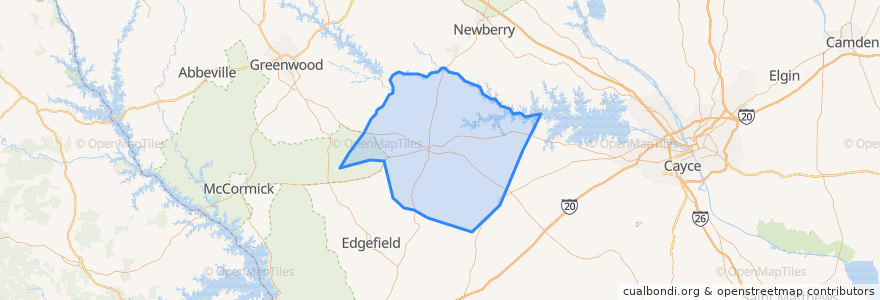 Mapa de ubicacion de Saluda County.