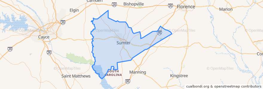 Mapa de ubicacion de Sumter County.