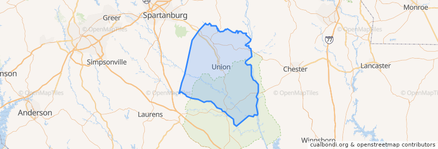 Mapa de ubicacion de Union County.