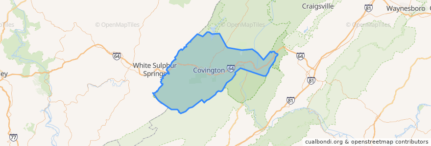 Mapa de ubicacion de Alleghany County.