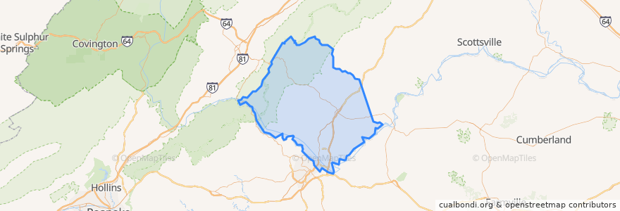 Mapa de ubicacion de Amherst County.