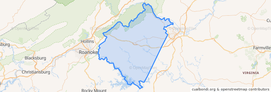 Mapa de ubicacion de Bedford County.