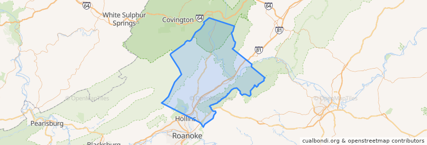 Mapa de ubicacion de Botetourt County.