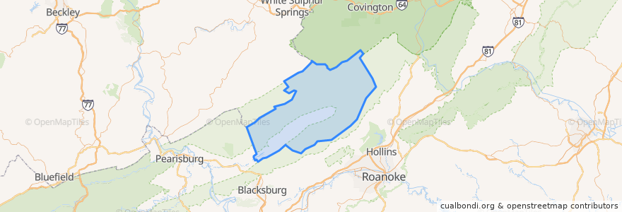 Mapa de ubicacion de Craig County.