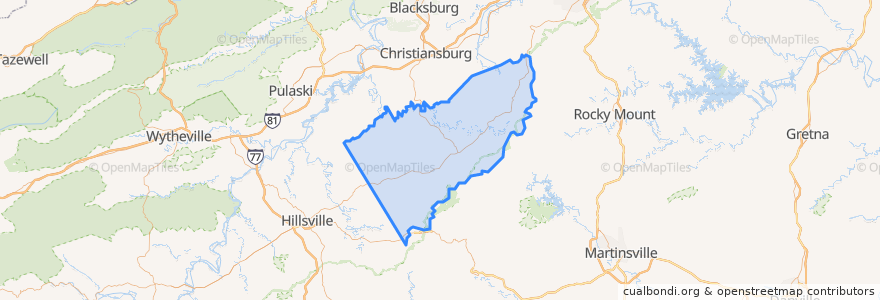 Mapa de ubicacion de Floyd County.