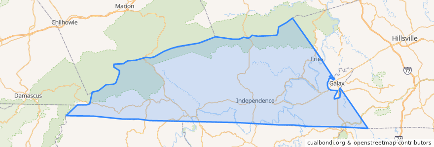 Mapa de ubicacion de Grayson County.