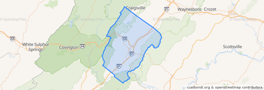 Mapa de ubicacion de Rockbridge County.