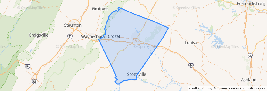 Mapa de ubicacion de Albemarle County.