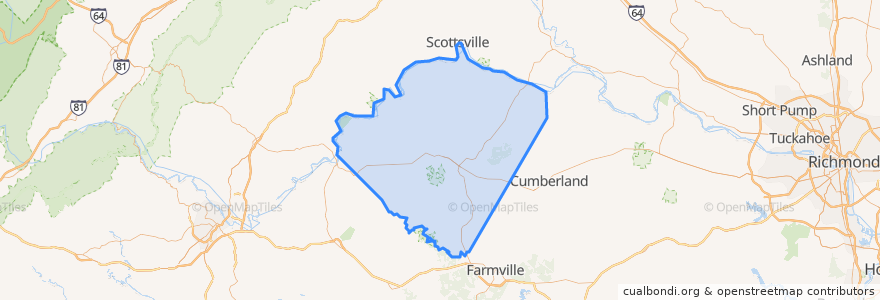 Mapa de ubicacion de Buckingham County.