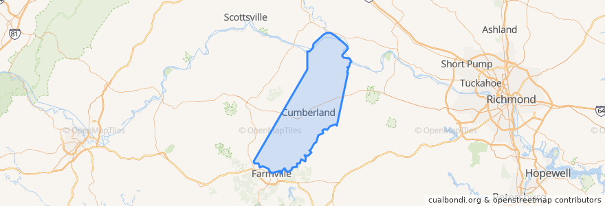 Mapa de ubicacion de Cumberland County.