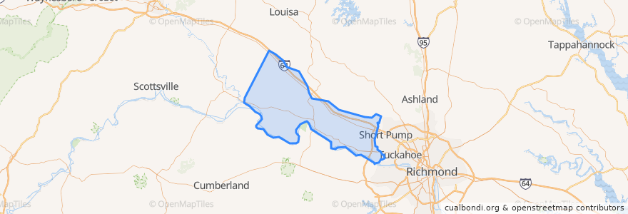 Mapa de ubicacion de Goochland County.