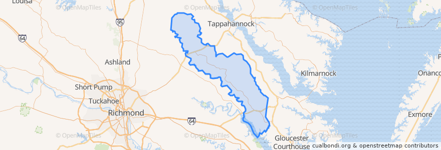 Mapa de ubicacion de King and Queen County.