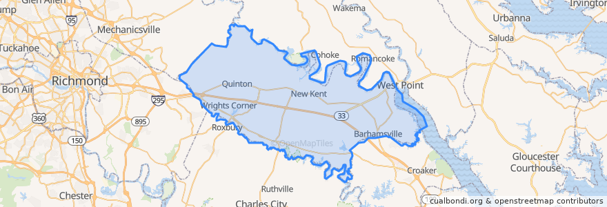Mapa de ubicacion de New Kent County.