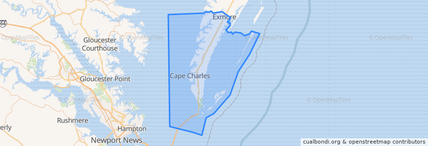 Mapa de ubicacion de Northampton County.