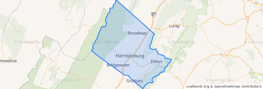 Mapa de ubicacion de Rockingham County.