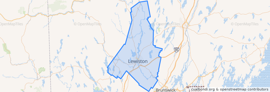 Mapa de ubicacion de Androscoggin County.