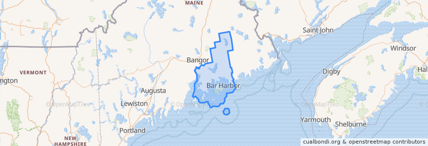 Mapa de ubicacion de Hancock County.