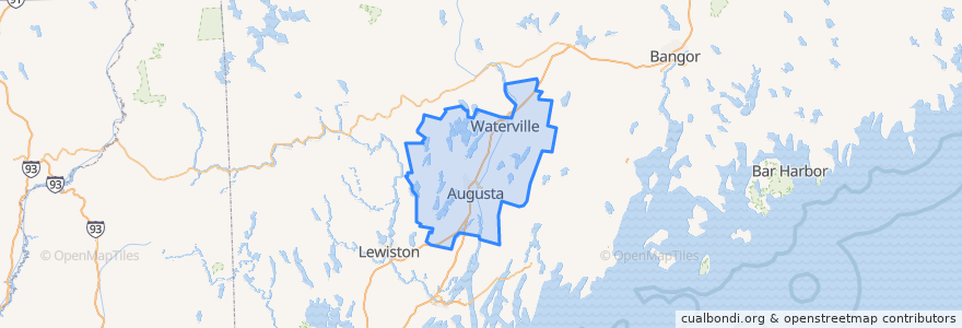 Mapa de ubicacion de Kennebec County.