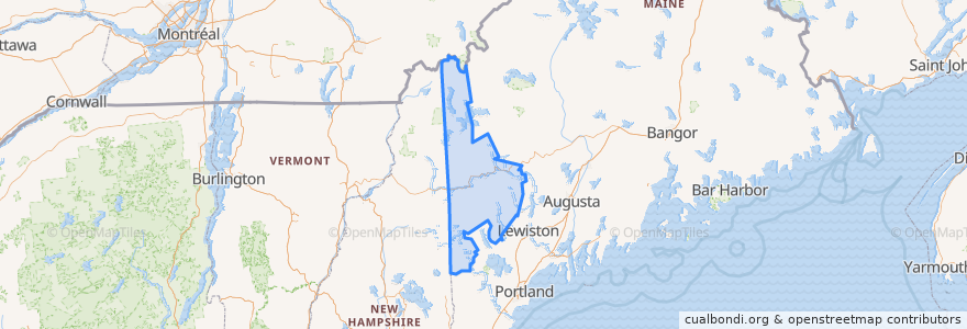 Mapa de ubicacion de Oxford County.