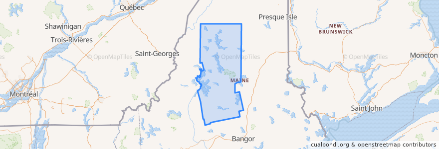 Mapa de ubicacion de Piscataquis County.