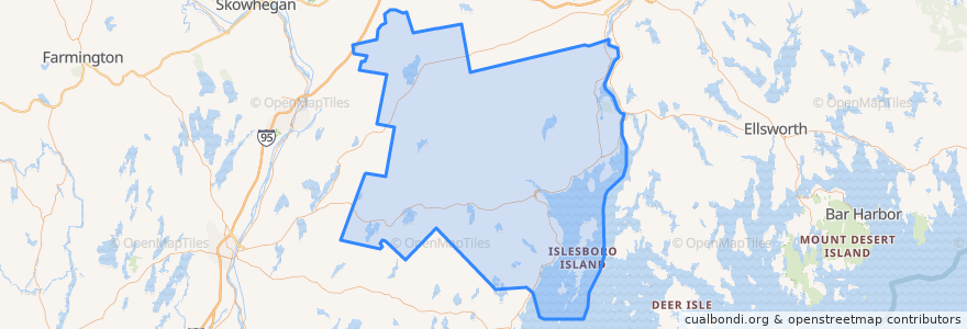 Mapa de ubicacion de Waldo County.