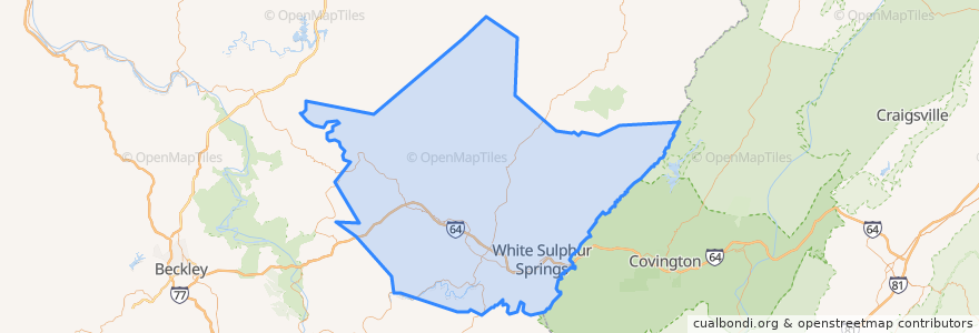 Mapa de ubicacion de Greenbrier County.