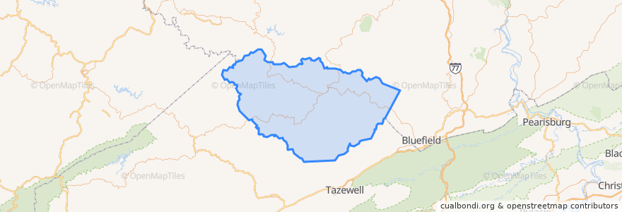 Mapa de ubicacion de McDowell County.