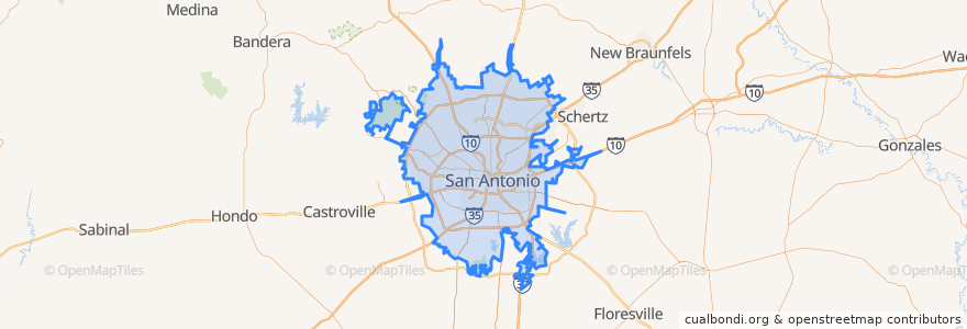 Mapa de ubicacion de San Antonio.
