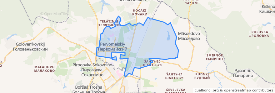 Mapa de ubicacion de городское поселение Первомайский.