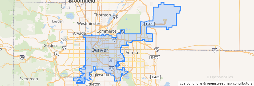 Mapa de ubicacion de Denver.