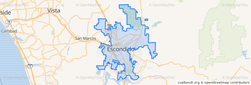 Mapa de ubicacion de Escondido.