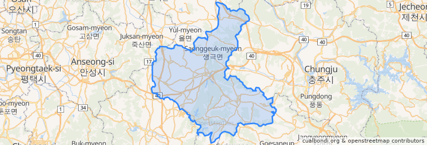 Mapa de ubicacion de 음성군.