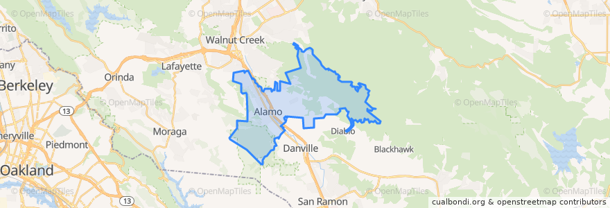 Mapa de ubicacion de Alamo.