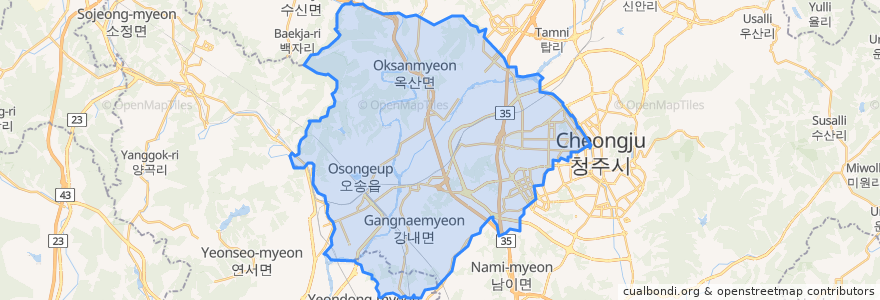 Mapa de ubicacion de 흥덕구.